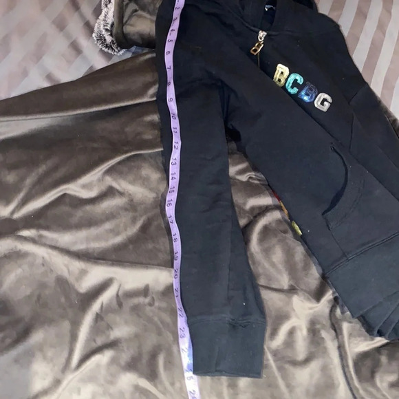 BCBG Maxazria  rhinestone logo black hoodie sweater Sz L - Picture 8 of 15